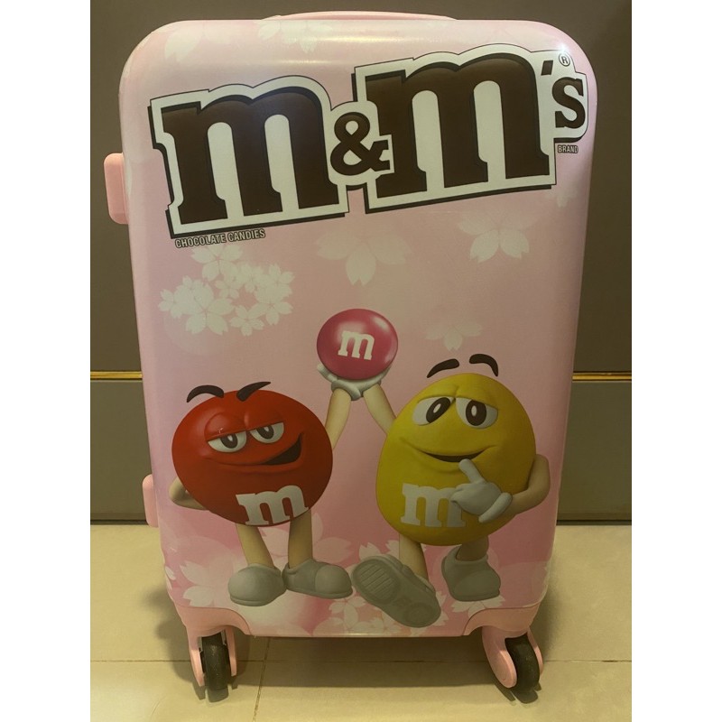降價中[二手正貨, 用過一次幾近全新]M&amp;M’s巧克力尋找粉紅豆 櫻花限量款20吋登機行李箱