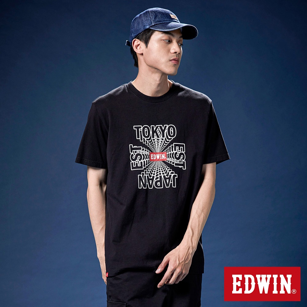 EDWIN 中性款 網路獨家 3D TOKYO LOGO短袖T恤(黑色)