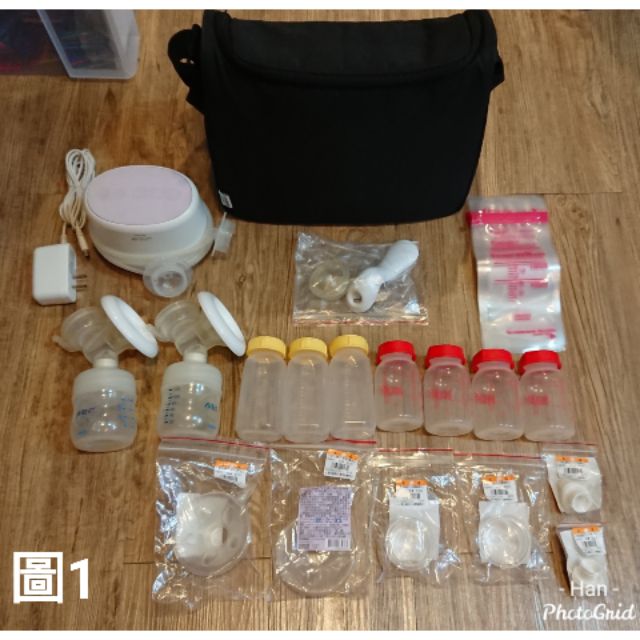 [二手] Avent 新安怡 雙邊電動擠乳器 附近全新配件、手動擠乳器、儲乳瓶袋