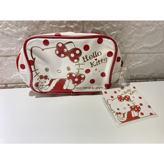 全新 Hello Kitty 白色 化妝包 紅色 點點 隨身包 小包包