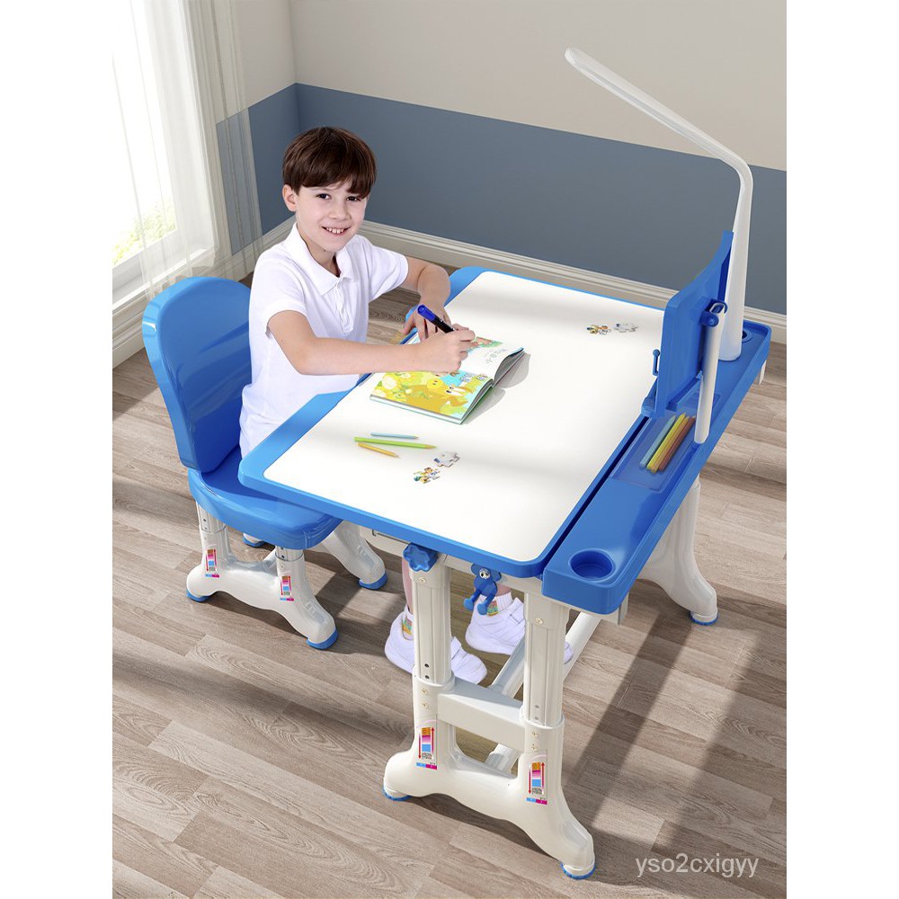 兒童書桌簡約課桌椅可升降小孩學習桌家用課桌小學生寫字桌椅套0