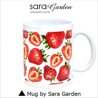 客製化 手作 馬克杯 陶瓷杯 水彩 滿版 草莓 Sara Garden