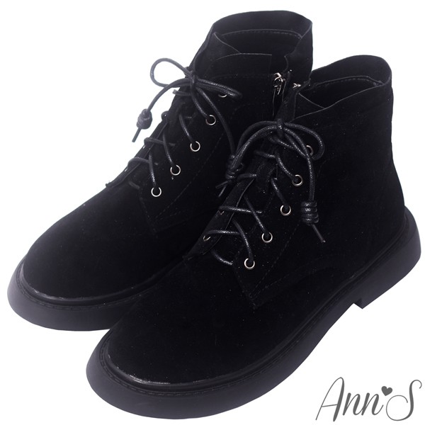 Ann’S搖滾Rocker-層次綁帶分量感厚底短靴-黑