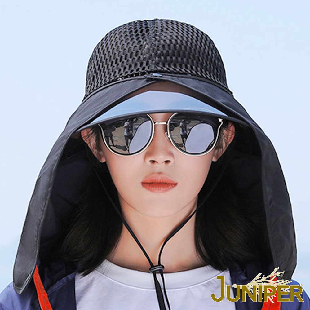 JUNIPER抗UV鏡面遮陽防曬鏤空可拆披風淑女帽-J7546