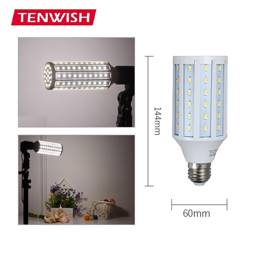 Tenwish 20W 5500K LED 攝影燈泡 E27 插座白色玉米燈燈泡日光照相館白色燈泡