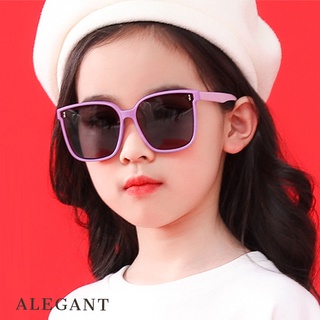 ALEGANT童樂時尚鸚鵡粉兒童專用輕量矽膠彈性太陽眼鏡│UV400方框偏光墨鏡