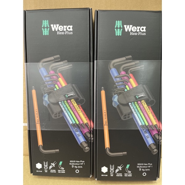 德國 WERA 950 SPKL/9 SM HF彩色膠套固定鋼珠球頭型六角板手組 9支組（帶球頭+鋼珠）