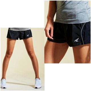 【全新】美國AIRWALK-邊緣弧形設計運動短褲 /女假兩件式鬆緊帶短褲