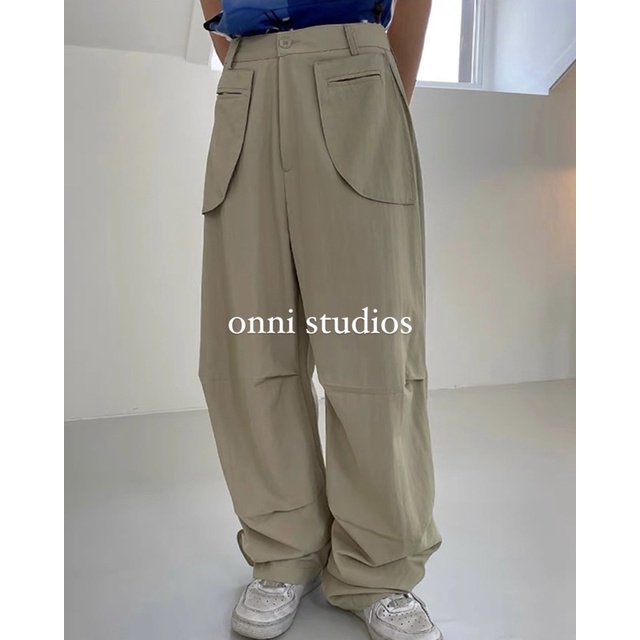 onni studios | Blackpink🌷長腿卡其工裝褲 落地寬褲 落地褲 寬褲 卡其褲 長褲 垮褲 休閒褲 女