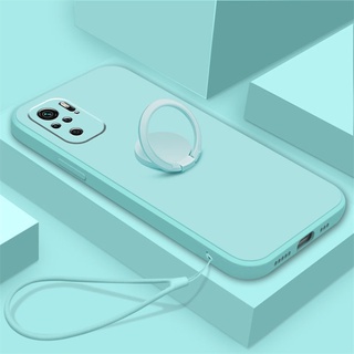 外殼 Redmi Note 10 Pro Note 10s 直邊液態矽膠精密相機蓋外殼軟手機套帶支架掛繩