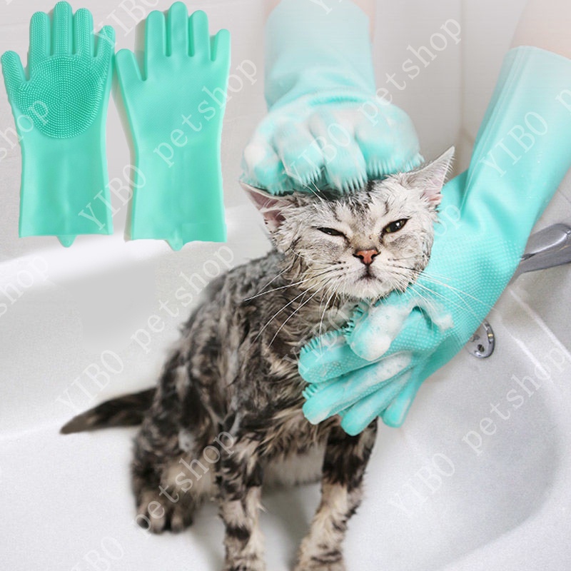 寵物美容清潔手套狗貓沐浴洗髮水手套洗滌器魔術洗碗清潔劑海綿矽膠脫毛手套