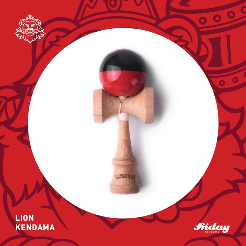Friday Kendama - 雙色小獅子 黑紅色 黏性漆 櫸木 劍玉 | 劍球 | 競技型