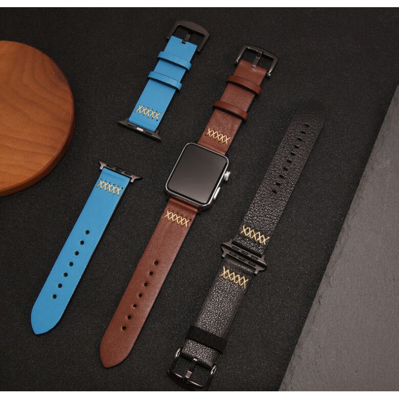 【TW】新款 適用Apple Watch 3 4 5 商務真皮錶帶 皮革錶 運動錶帶  38mm/42mm/40/44m
