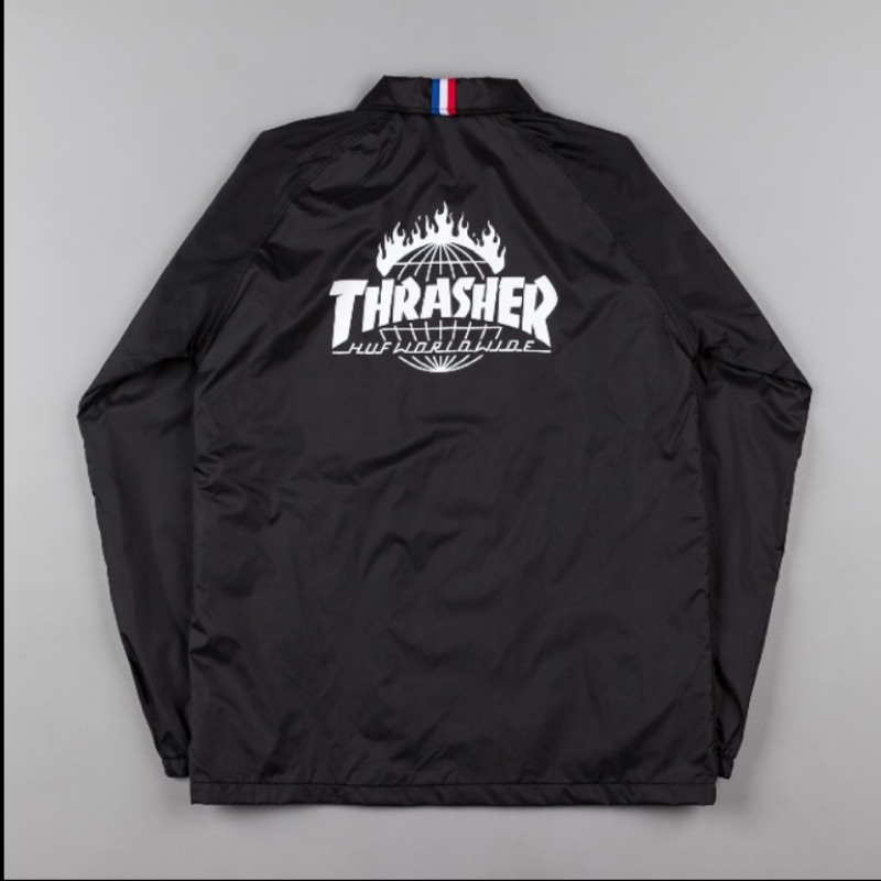Thrasher x Huf教練外套 / 黑