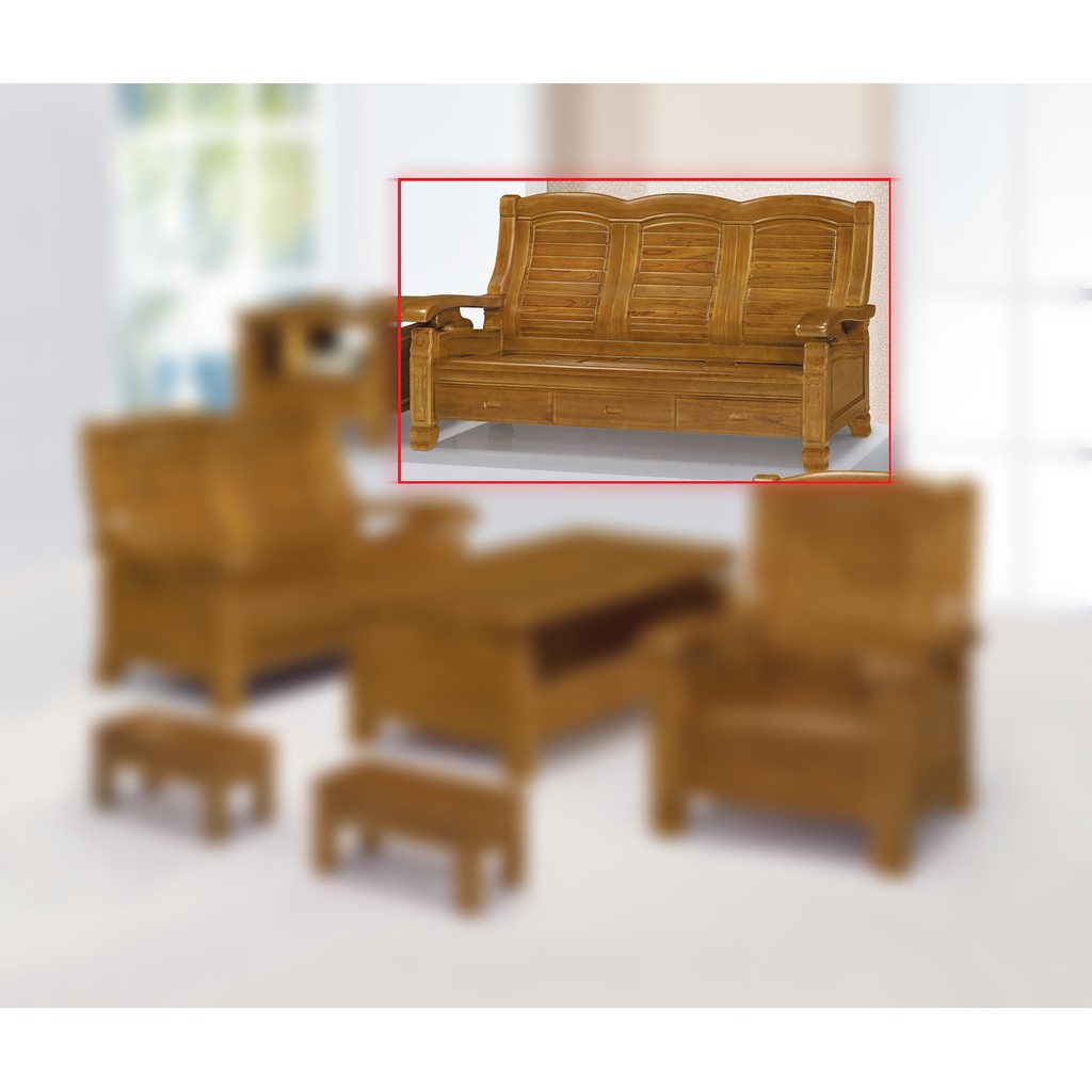 中國風樟木色3人座椅(紅圈處) 木頭椅 實木沙發 木頭沙發  928型