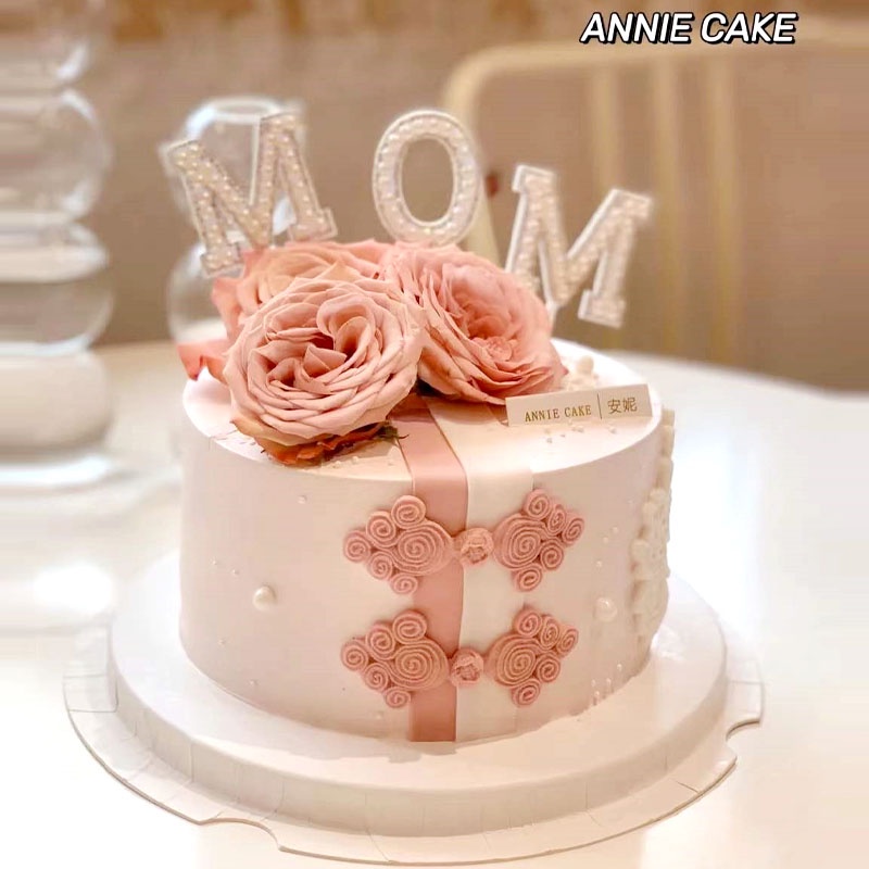 ☀孟玥購物☀珍珠 LOVE MOM 插牌 蛋糕插牌 花束蛋糕  母親節蛋糕 情人節蛋糕 蛋糕裝飾