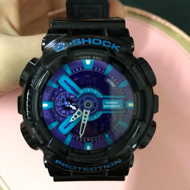 G-Shock 黑紫藍 亮黑錶帶⌚️指針雙顯/CASIO/運動手錶
