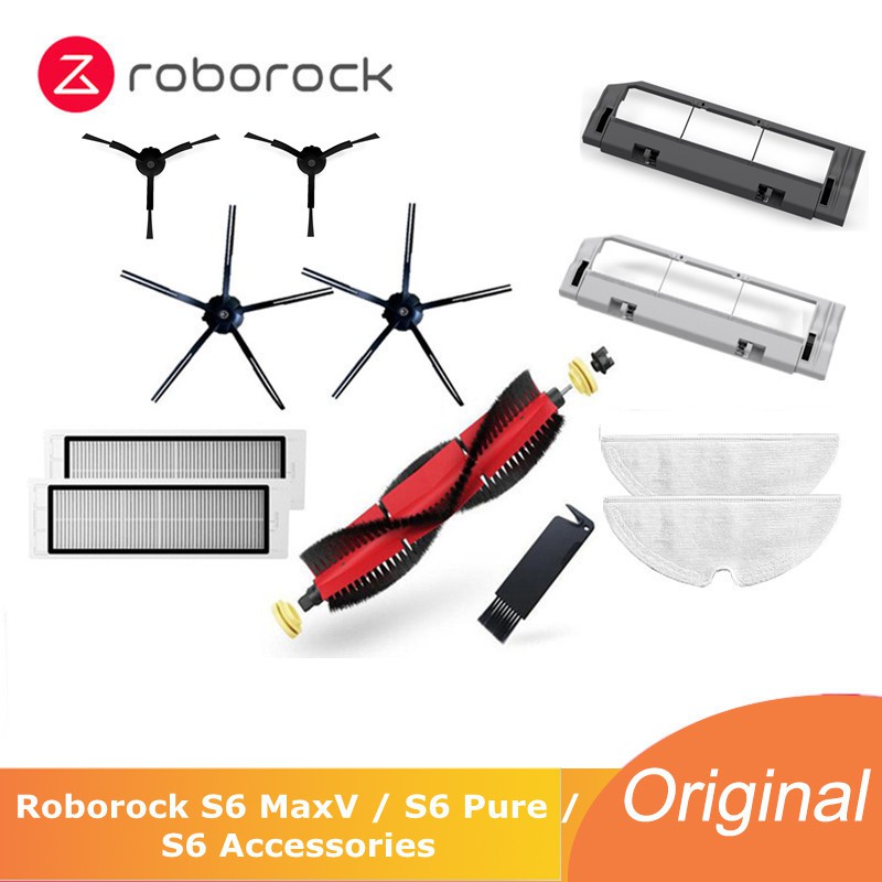 [非原裝] 適用於 Roborock S6 MaxV / S6 Pure Parts of 可拆卸主刷、矽膠邊刷、可水洗