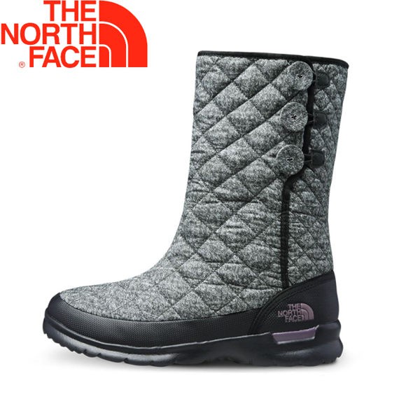 【The North Face 美國 女款 ThermoBall保暖雪靴《灰/黑》】2T5K/防滑/休閒/中筒/悠遊山水
