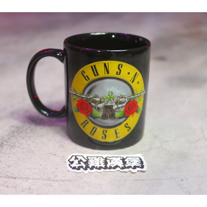 「Guns N' Roses 槍與玫瑰 陶瓷 馬克杯 水杯 高約:10CM 直徑約:8cm 350ml @公雞漢堡」