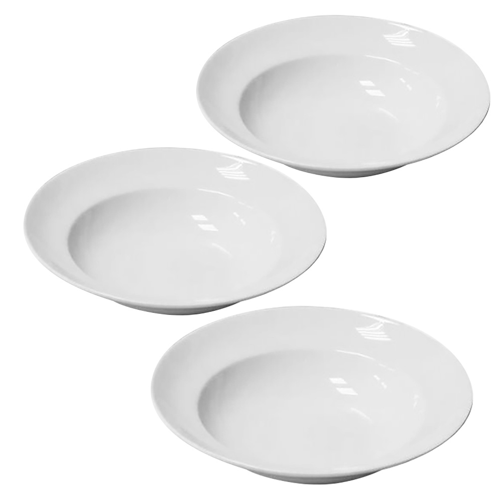 【YU Living】白瓷湯盤三件組 餐盤 9吋盤 (白色) [折扣碼現折]
