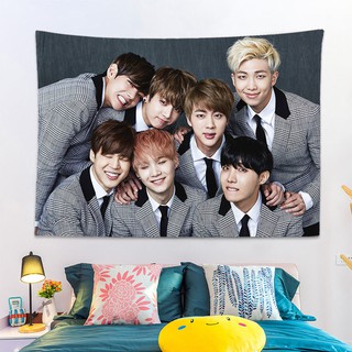 💎現貨-大陸發貨💎防彈少年團BTS掛布定制掛毯臥室宿舍床頭背景布裝飾 