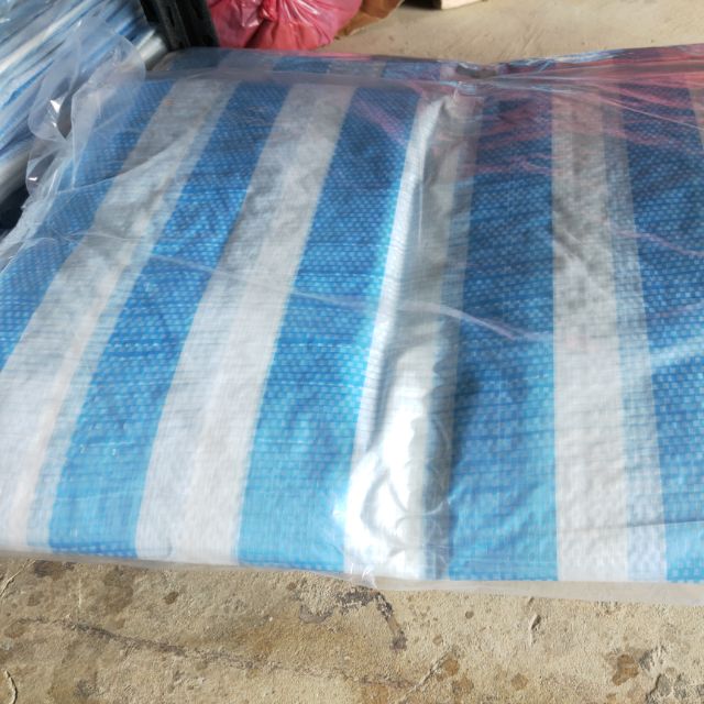 藍白帆布 （薄款）10*10台尺  遮雨帆布 藍白條帆布 搭架棚 塑膠布  帆布 四角打孔（大甲區可自取）