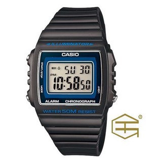 【天龜】CASIO 50M防水多功能電子錶 黑藍 W-215H-8A