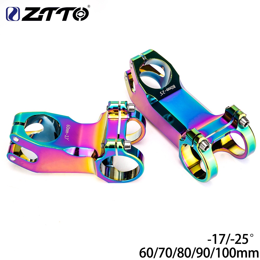 Ztto MTB 公路自行車把立 31.8 x 60 70 80 90 100mm 17 度 25 度轉向 CNC 彩虹