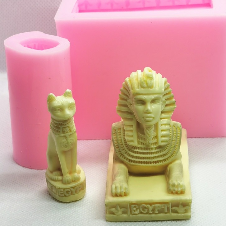 獅身人面像擺件矽膠模具  埃及法老 金字塔擺件矽膠模具 小貓矽膠模 DIY石膏模具 蠟燭模具 水泥混土模具