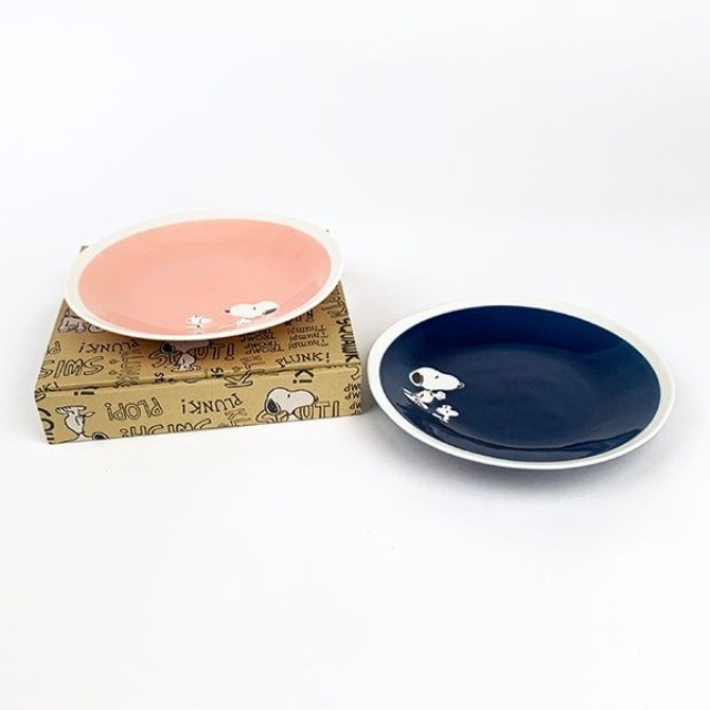 日本進口 日本製 史努比 Snoopy YAMAKA陶瓷  陶瓷圓盤組 2入組 19CM 水果盤 點心盤 沙拉盤 咖哩盤