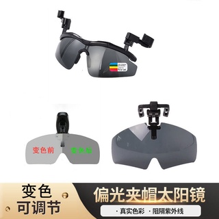 夾帽式偏光鏡(多段多角度可調設計)眼鏡族也可用 變色夾帽子偏光太陽眼鏡釣魚路亞旅行騎行高爾夫可上翻防強光墨鏡