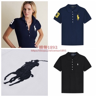 【轉角1892】Ralph Lauren Polo女款短袖POLO衫純棉(網眼材質)素面刺繡大馬標Logo翻領女短袖T恤