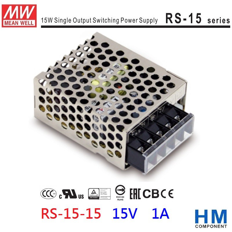 明緯 MW(MEAN WELL) 電源供應器 RS-15-15  15V 1A 15W-HM工業自動化