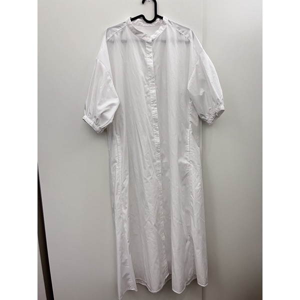 GU日系白色襯衫澎袖洋裝