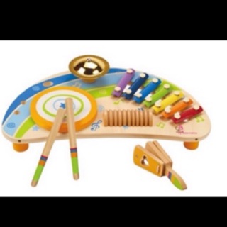 新品正品德國Hape早旋律樂隊 敲琴台小木琴搖鈴兒童益智玩具嬰幼兒童寶寶3-6歲
