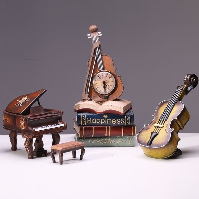 【開心購】創意小提琴鋼琴吉他擺件工藝品家居飾品模型復古懷舊仿真道具室內