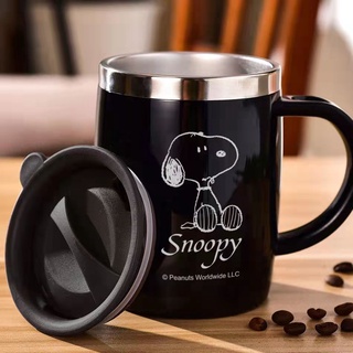新款 史努比 snoopy 304不鏽鋼 保溫 馬克杯 泡茶 咖啡杯 帶蓋 辦公杯