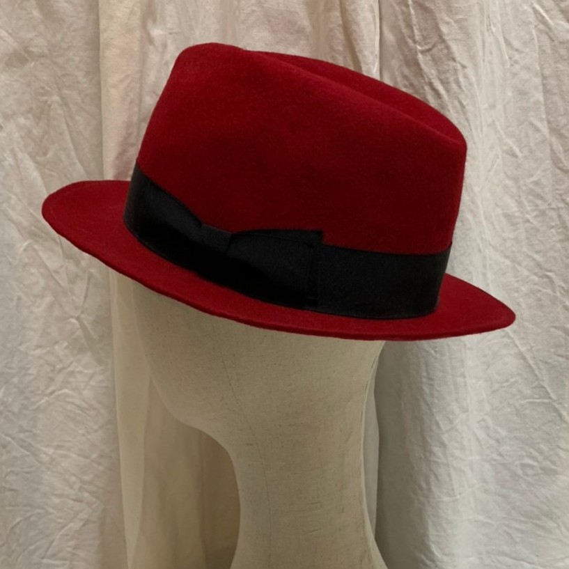日本帽子品牌CA4LA英倫英式復古紅色酒紅色紳士帽日系