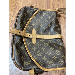 二手正品 LOUIS VUITTON LV 路易威登 經典原花馬鞍包 Saumur 30 M42256 斜背包