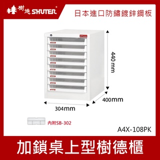 樹德SHUTER 加鎖型檔案資料櫃 A4X-108PK 檔案箱 雜物收納箱 分類整理盒 置物箱 收納盒 整理箱 小物收納