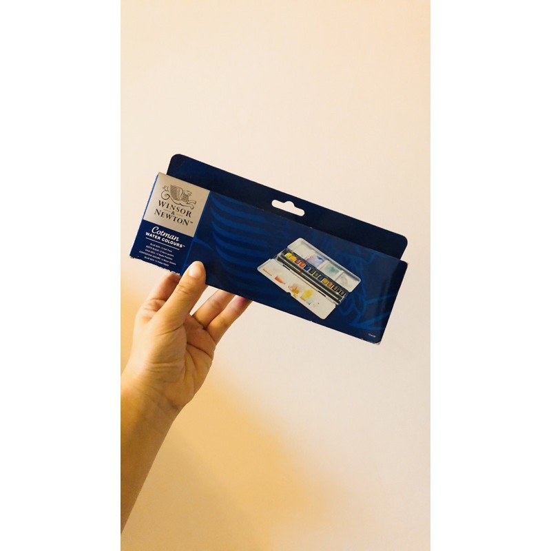 英國Winsor&amp;Newton牛頓 學生級 塊狀水彩 攜帶式藍鐵盒組合-12色 僅此一盒 絕對正品