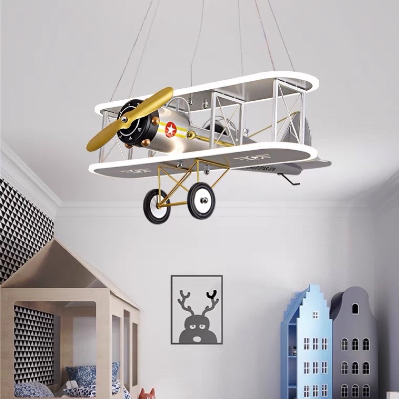 兒童臥室卡通造型燈LED, 現代卡通個性創意飛機螺旋槳吊燈