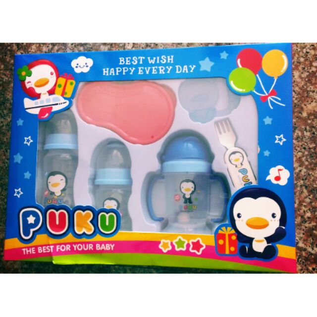 PUKU藍色企鵝 喜悅禮盒 嬰兒用品組 奶瓶