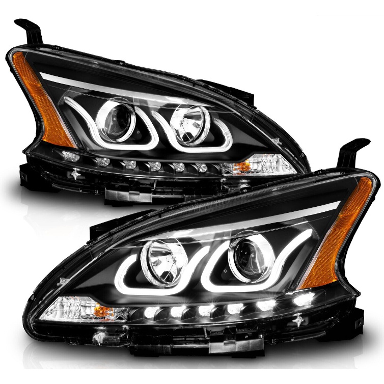 卡嗶車燈 適用於 適用於 NISSAN 日產 Sentra B17 13-15 前期 R8 U型光圈 魚眼大燈