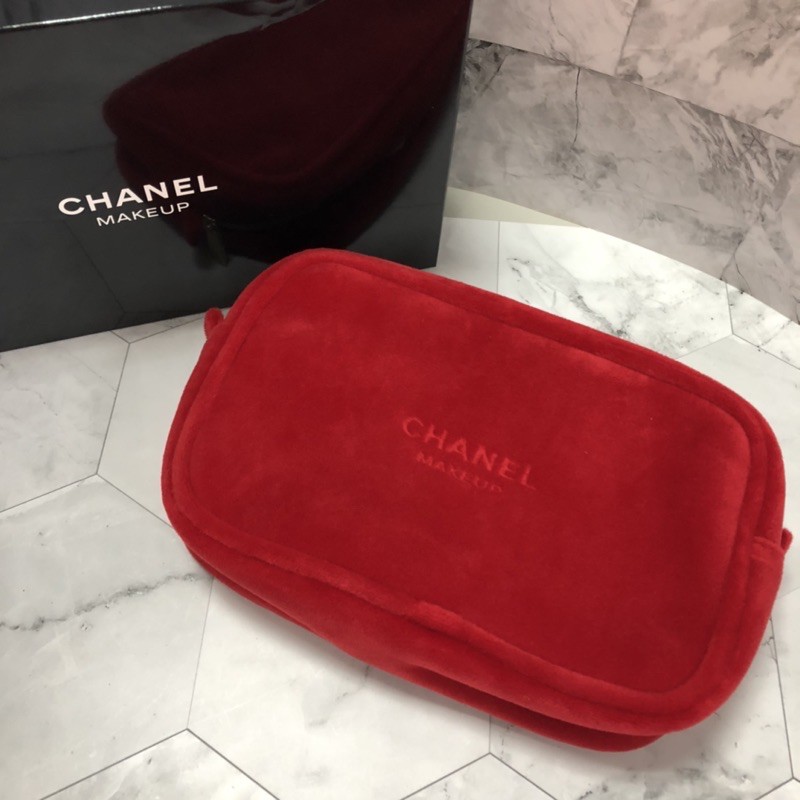 CHANEL 香奈兒 紅色絨布化妝包 專櫃贈品轉售*CC美妝代購*