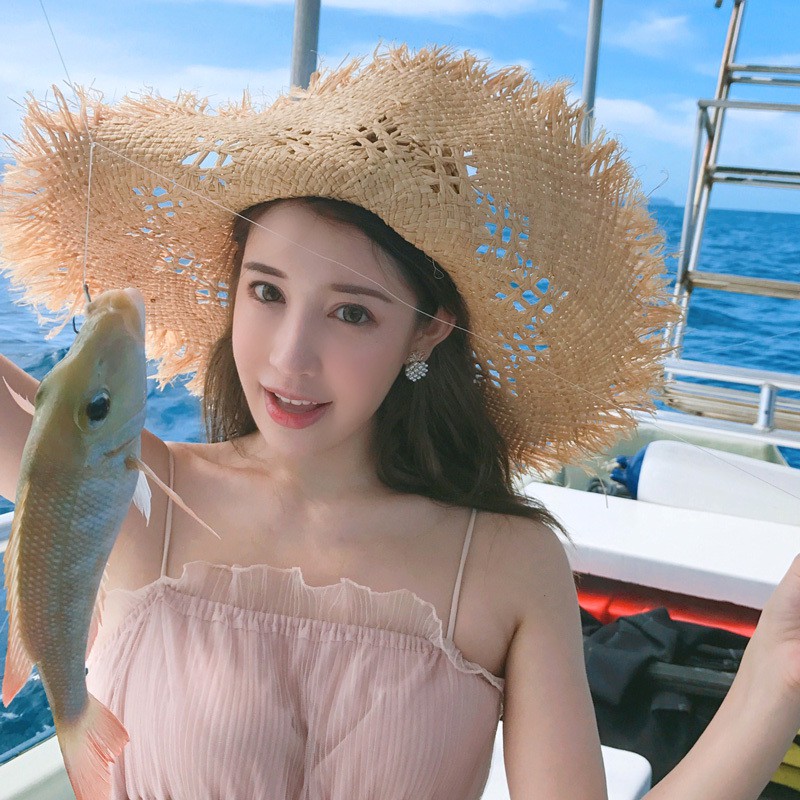 【現貨當天出貨ing】夏天 大帽檐沙灘帽 女 海邊度假旅遊大草帽拉菲草帽子太陽遮陽帽大簷