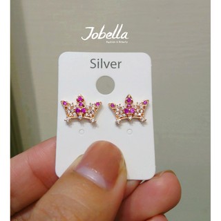 ✽JoBella 韓國空運 韓國代購 韓貨✽ 皇冠鑲粉鑽耳環 現貨+預購
