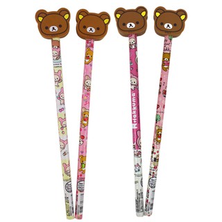 卡漫城 - 拉拉熊 造型橡皮擦 鉛筆 四入組 長19cm ㊣版 rilakkuma 懶懶熊 文具 木頭 好書寫