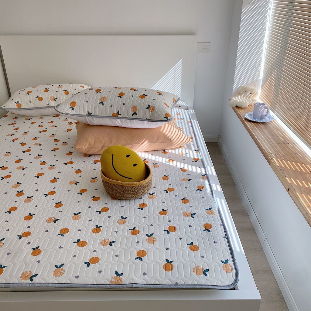 小圓 潮牌冰絲涼席 夏季冰絲乳膠涼席卡通空調軟涼席三件套宿舍單雙人冰絲涼席可折疊 蝦皮購物